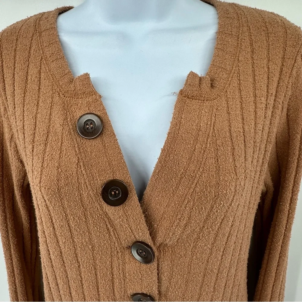 Free People We The Free Tan Oliver Ribbed Henley Top Size Medium